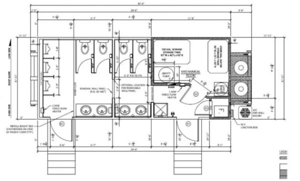 12x28 Skidded Lavatory Floor Plan