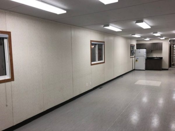 12x60 Skid Mounted Open Office with SC Washroom and Coffee Bar