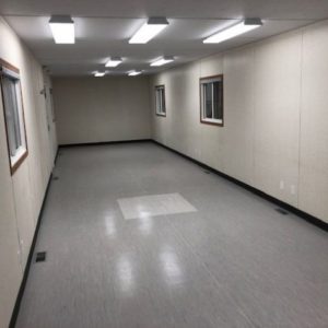12x60 Skid Mounted Open Office with SC Washroom and Coffee Bar