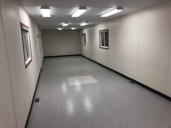 12x60 Skid Mounted Open Office with SC Washroom and Coffee Bar