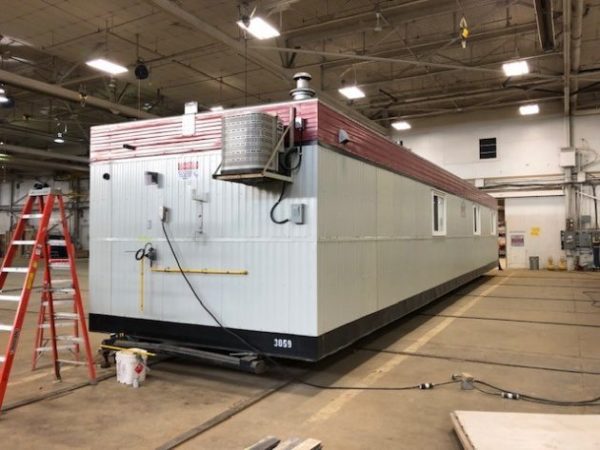 12x60 Skid Mounted Open Office with SC Washroom and Coffee Bar
